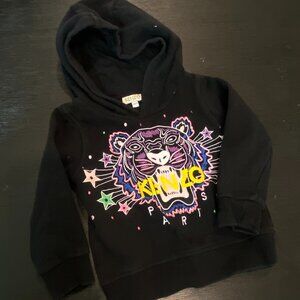 Black Kenzo Kids Pullover Hoodie with Embroidered Tiger 2T